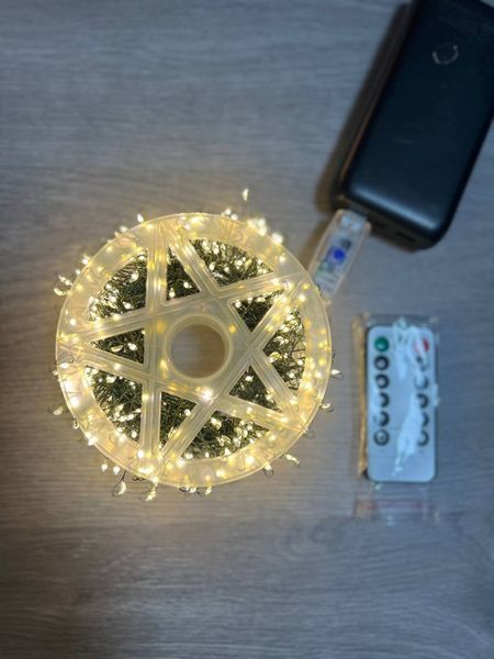 Гірлянда "Мішура" на зеленому проводі від USB теплий білий  5-5MZU фото