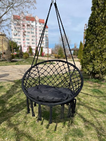 Плетёное подвесное кресло-качеля черный цвет  1-GB фото